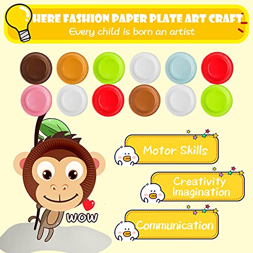Art Craft Gift for Kids - 12 Paper Plate Art Kit Toy for 3, 4, 5