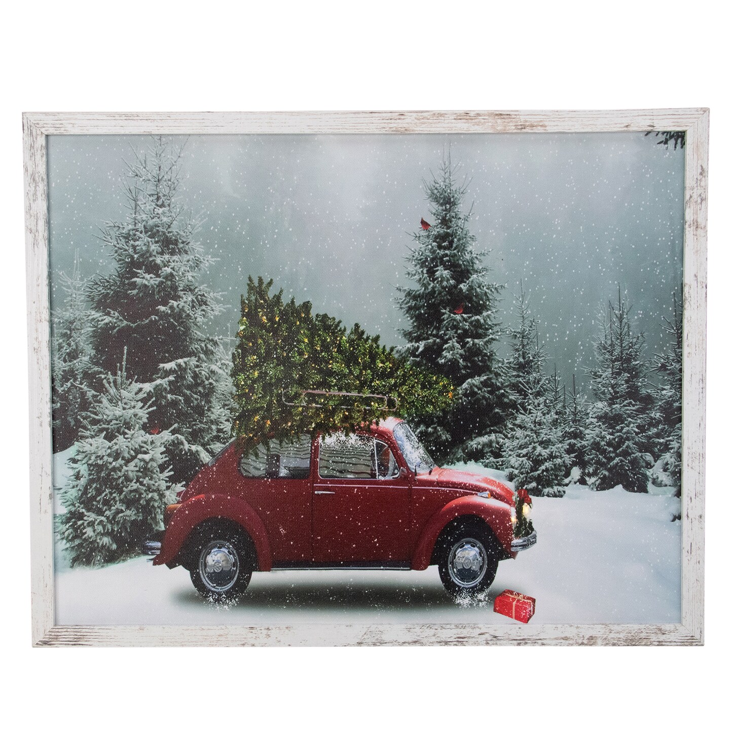 Northlight LED Lighted Vintage VW Car Framed Christmas Canvas Wall Art - 15&#x22; x 19&#x22;