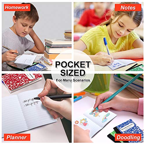 Mini Composition Notebook 30-Pack 5 Colors Narrow Ruled Bulk Small Pocket Marble Cute Journal Notebooks for Kids School Home Office Pocket Sized 4.5 x 3.25 Inches
