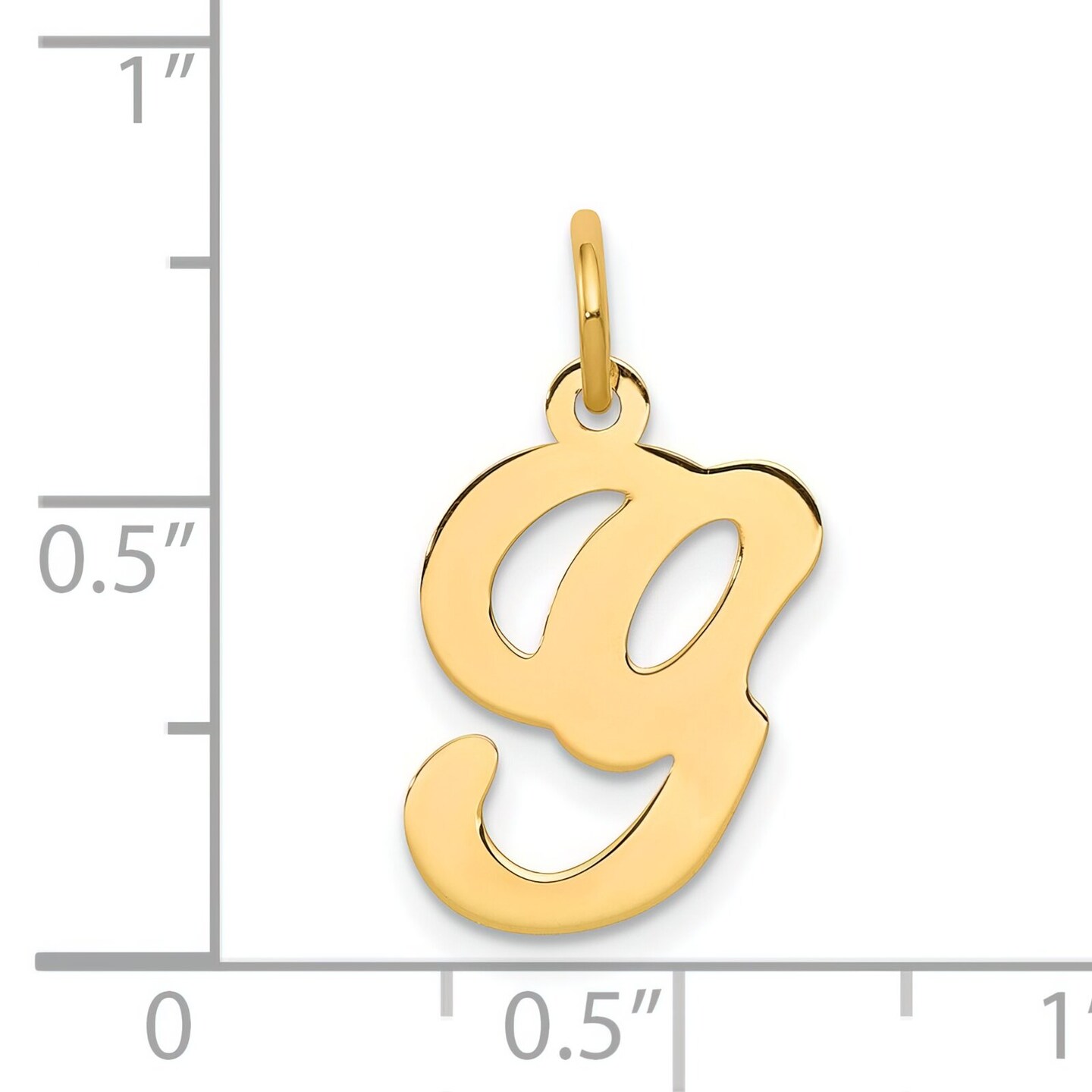14K Gold Polished Fancy Initial Letter G Charm Pendant Jewerly 20mm x 11mm