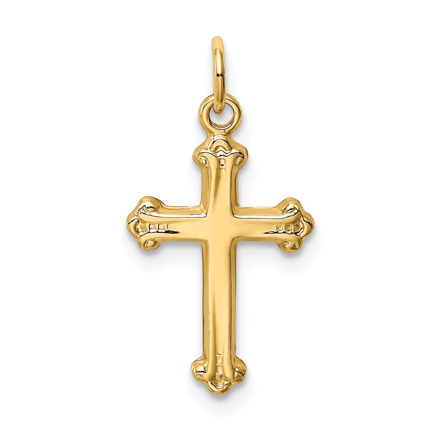 14K Yellow Gold Cross Charm Pendant Religious Jewelry 22 X 12mm
