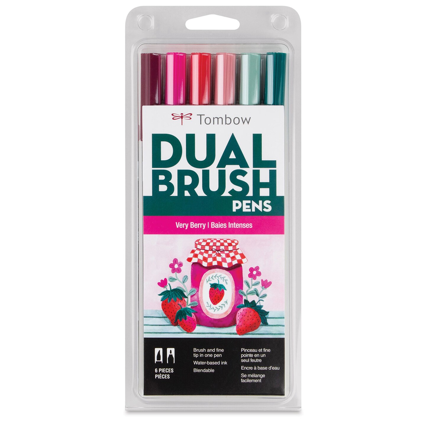 Tombow Dual Brush Pens - Very Berry, Set of 6