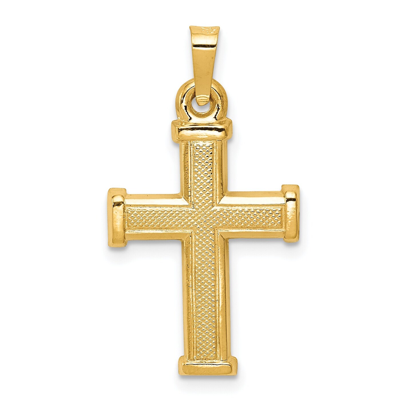 14K Yellow Gold Hollow Cross Pendant Charm Jewelry