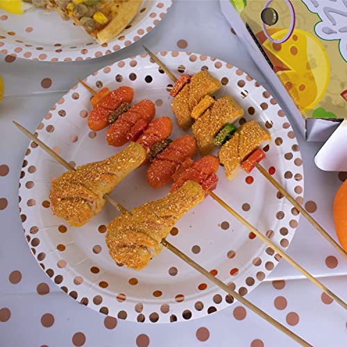 4 Pack Plastic Tablecloths for Rectangle Tables, Waterproof Disposable Party Table Cloths with Rose Gold Dot, Table Covers for Decorations, Baby Shower, Birthday, Mothers Day, 54” x 108”