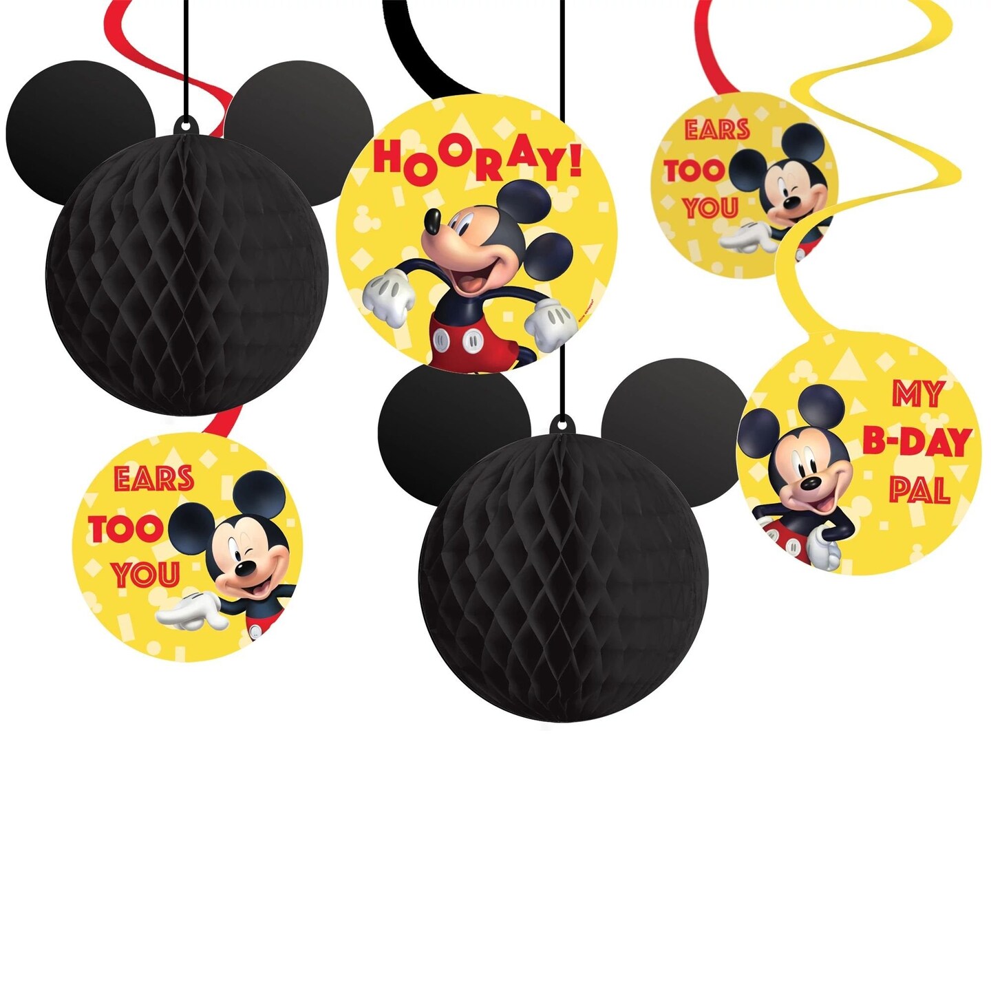 Disney Mickey Mouse Hanging Swirl Decorations, 12 Count