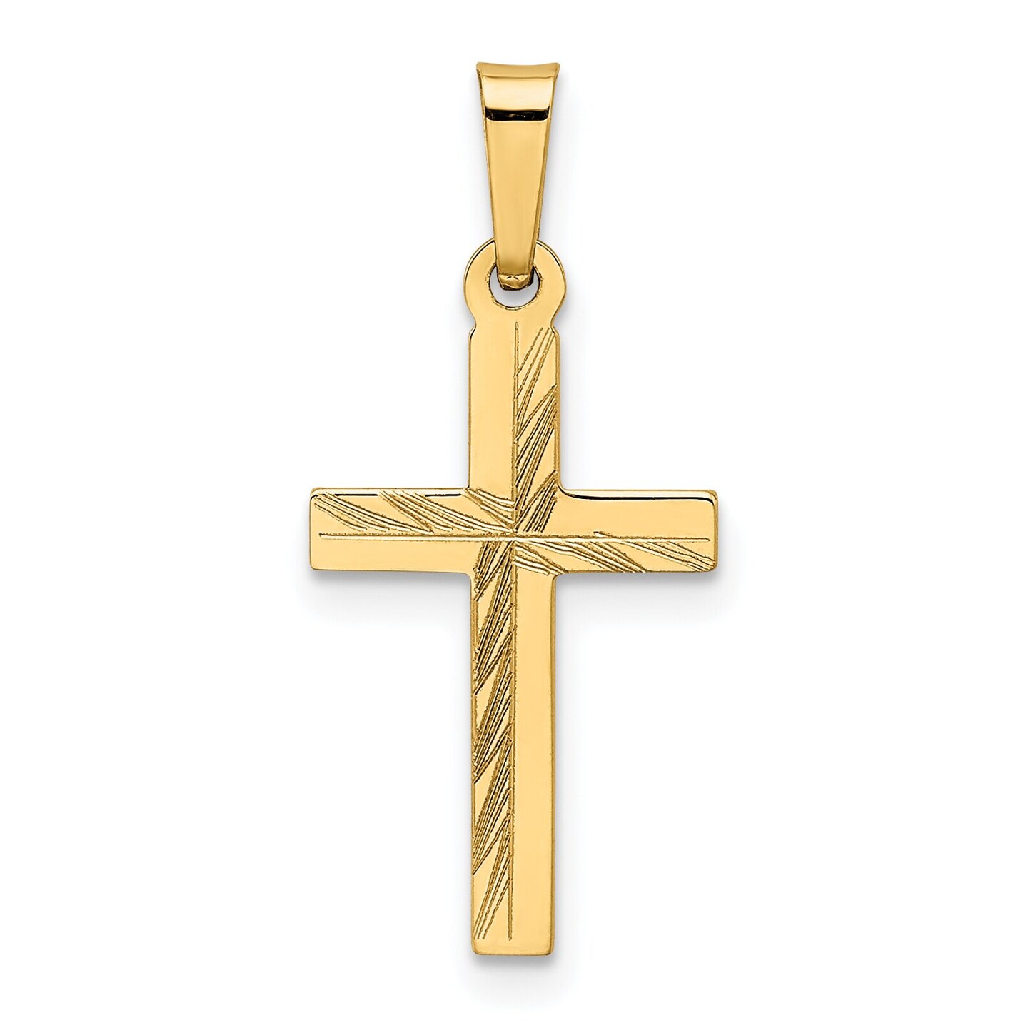 14K Yellow Gold Hollow Cross Charm Jewelry FindingKing