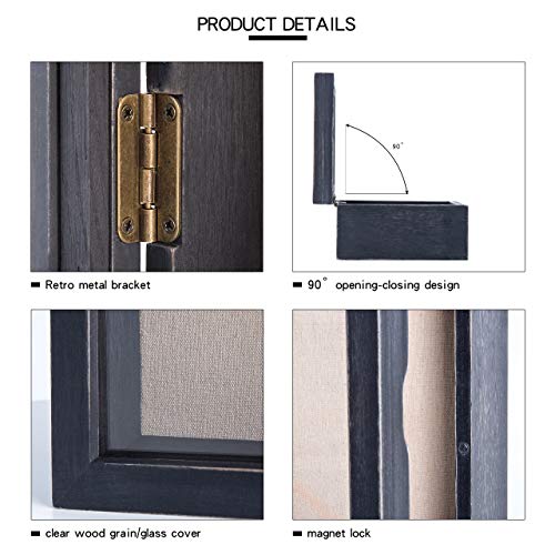 Shadow Box Frame 5x5 Shadow Box Display Case Cabinet Picture Frame with Linen Back Memorabilia Awards Medals Bouquet Photos Badge Pin Paw Print Memory Box For Keepsakes Black Small Mini