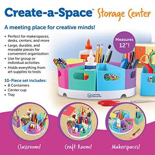 Learning Resources Create-a-Space Storage Center, 10 Piece set - Desk  Organizer for Kids, Art Organizer for Kids, Crayon Organizer, Homeschool  Organizers and Storage