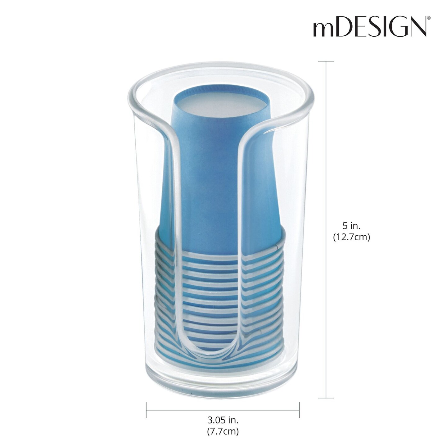 mDesign Plastic Small Disposable Paper Cup Dispenser - 2 Pack