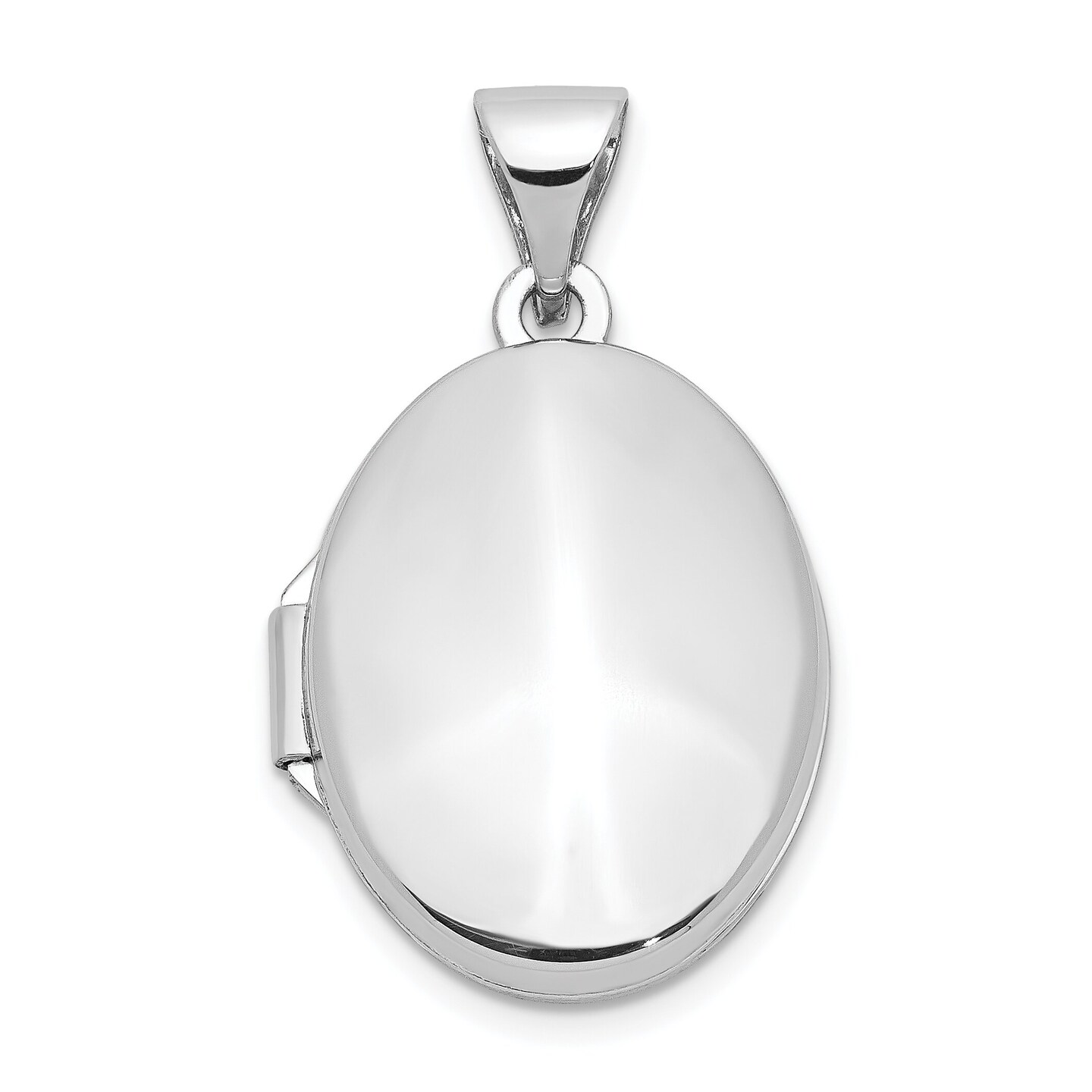 14K White Gold Oval Locket Photo Pendant Jewelry 25mm x 17mm