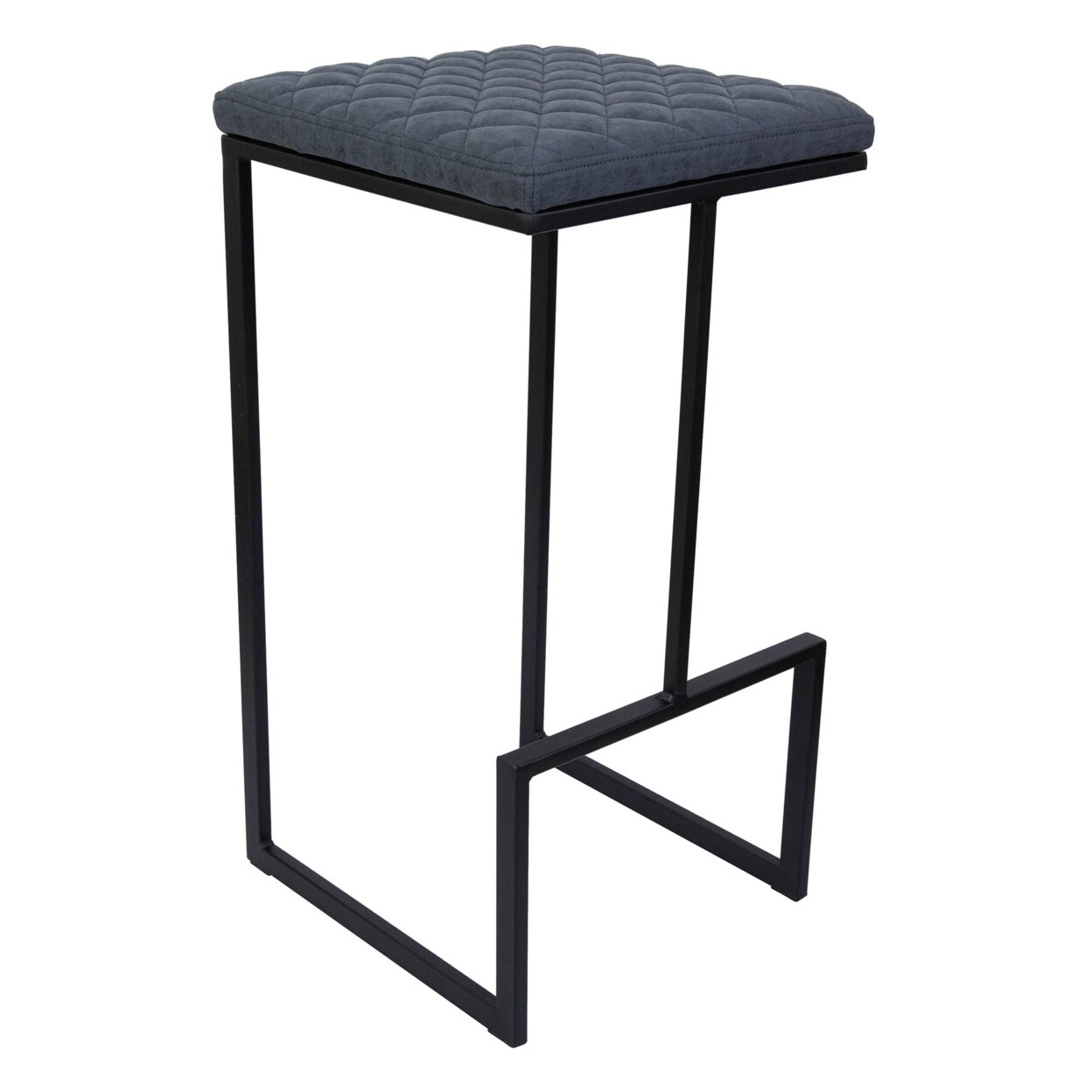 Leisuremod Millard Leather Bar Stool With Metal Frame - Peacock Blue