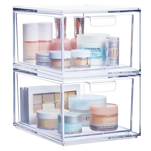 Stackable Clear Makeup Organizer Pull-out Bins Acrylic Cosmetic