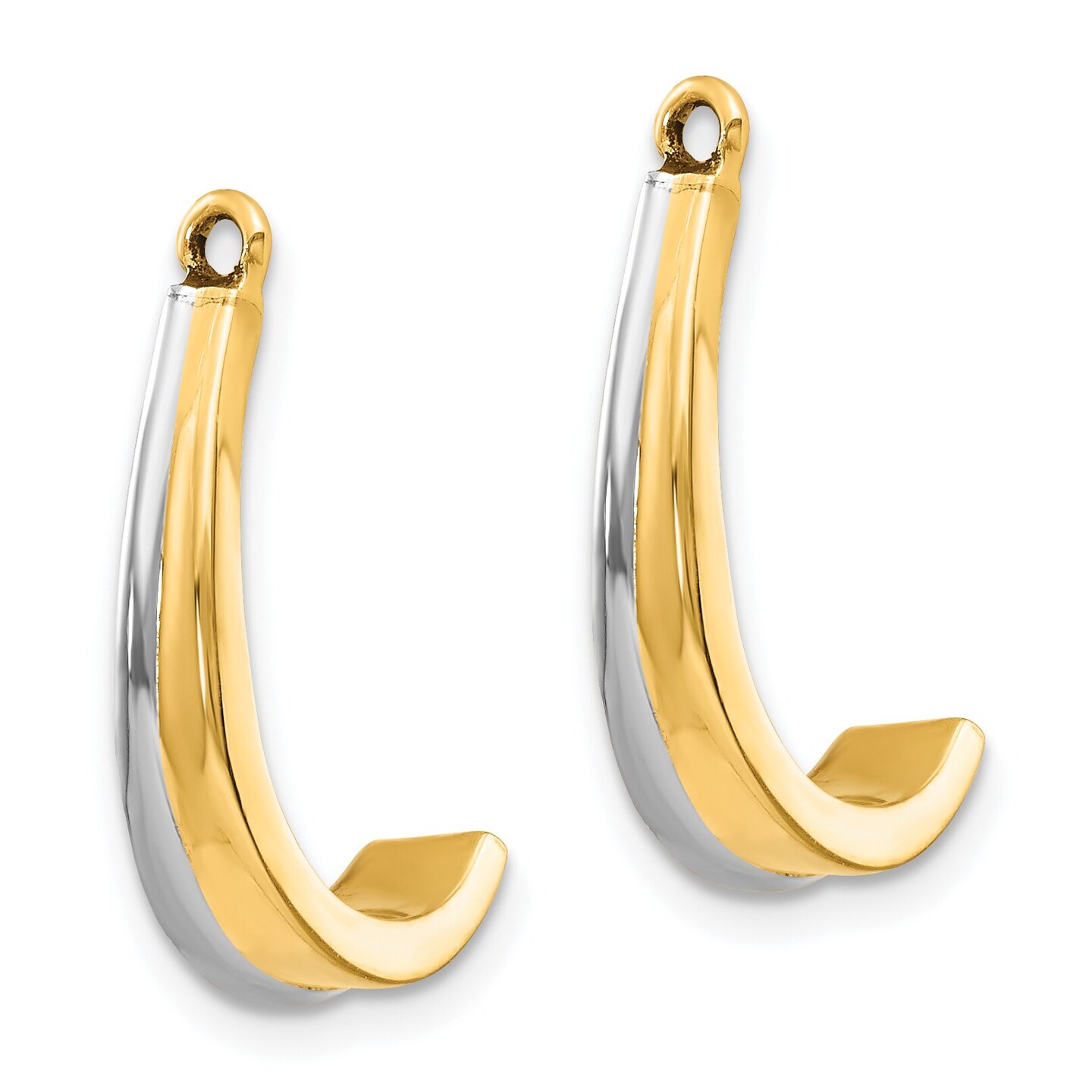 14K Two Tone Gold J Hoop Earring Jackets Jewelry 18mm x 3mm