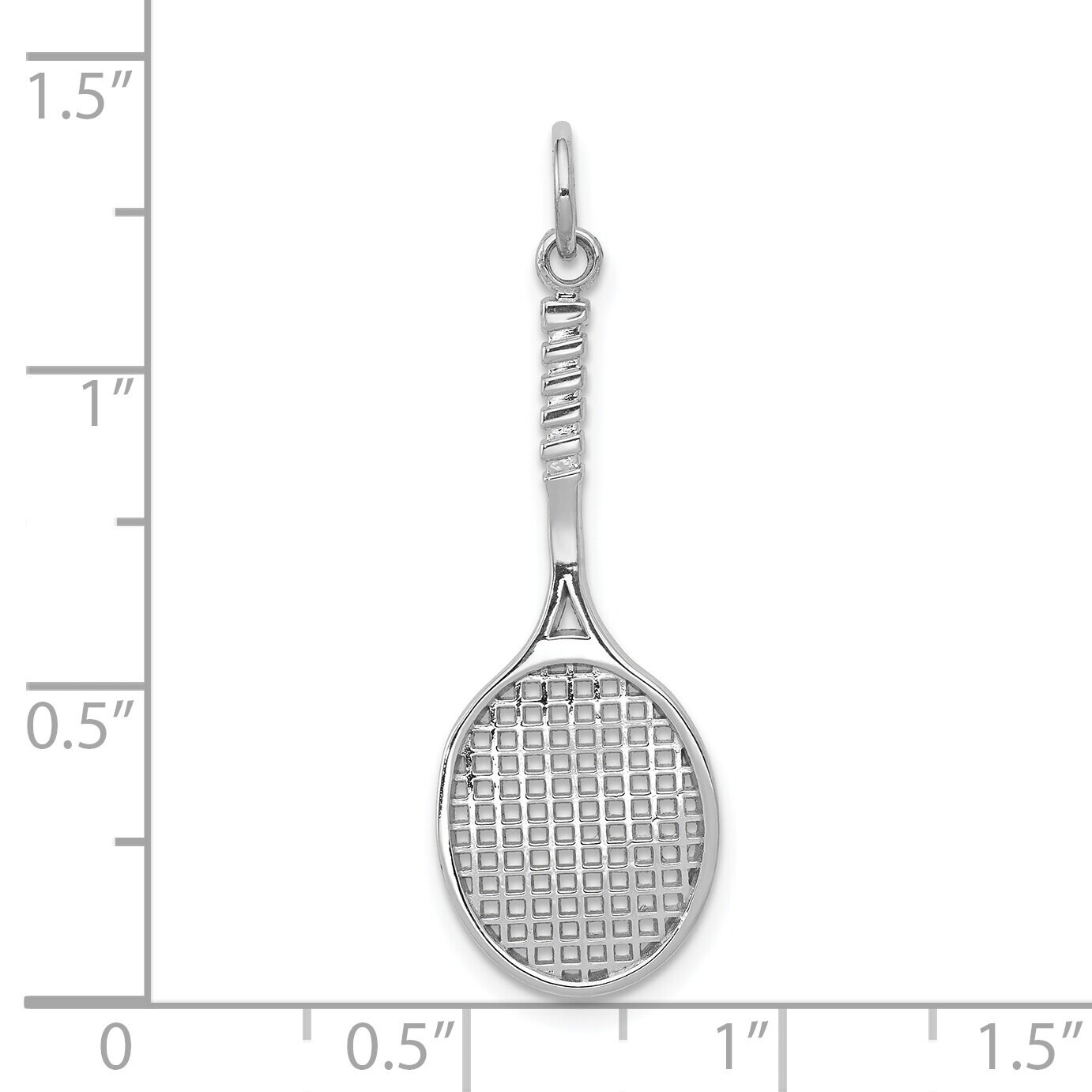 14K White Gold Tennis Racquet Charm Sports Jewelry 35mm x 11mm