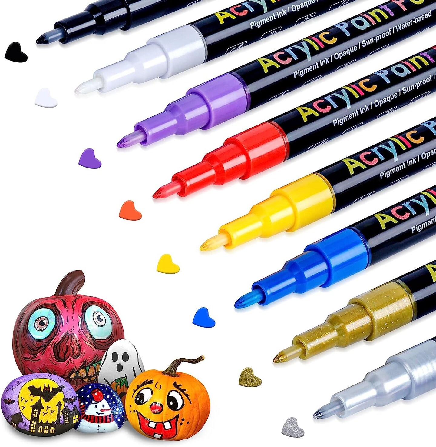 Acrylic Paint Pens Paint Markers, Fine Point Paint Pens for Rock Painting  Glass Wood Ceramic Fabric Metal Canvas, Drawing Art