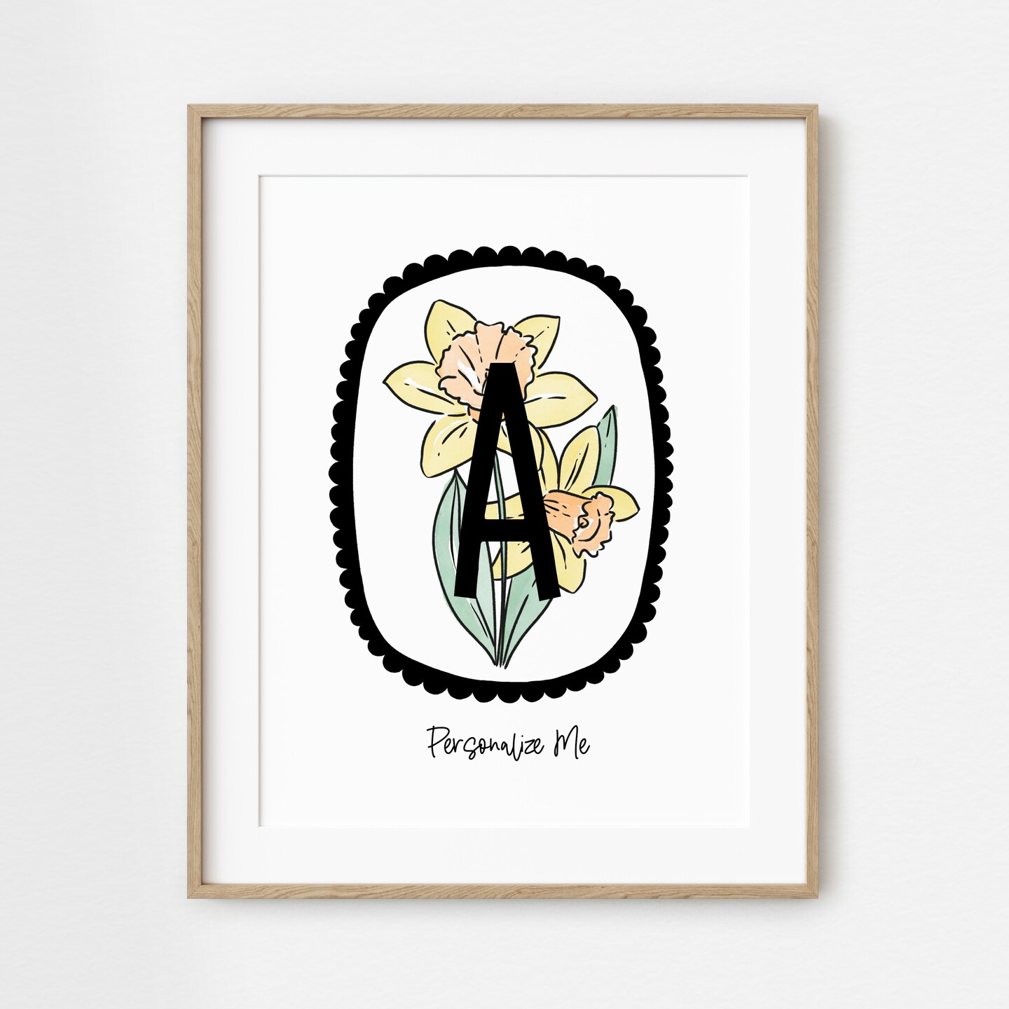 Personalized March Daffodil Birth Flower Art Print Custom Name