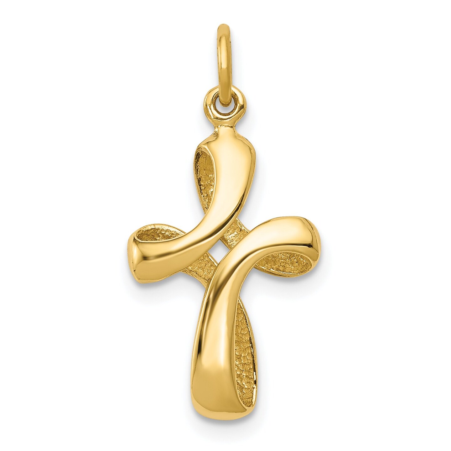 14K Yellow Gold Cross Charm Pendant Religious Jewelry 26 X 12mm