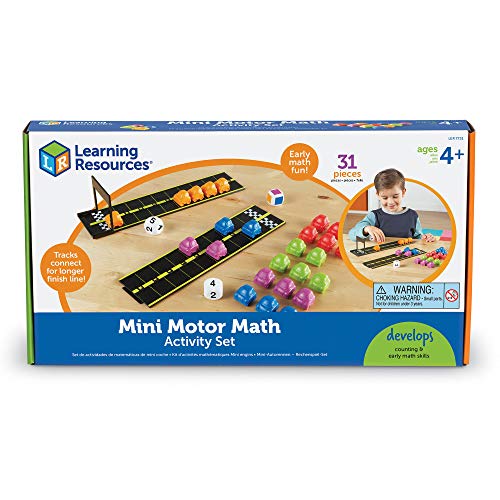 Mini Motor Math Activity Set, Homeschool, Includes Counting, Pattern, Addition and Subtraction Activities, 31 Pieces, Ages 4+