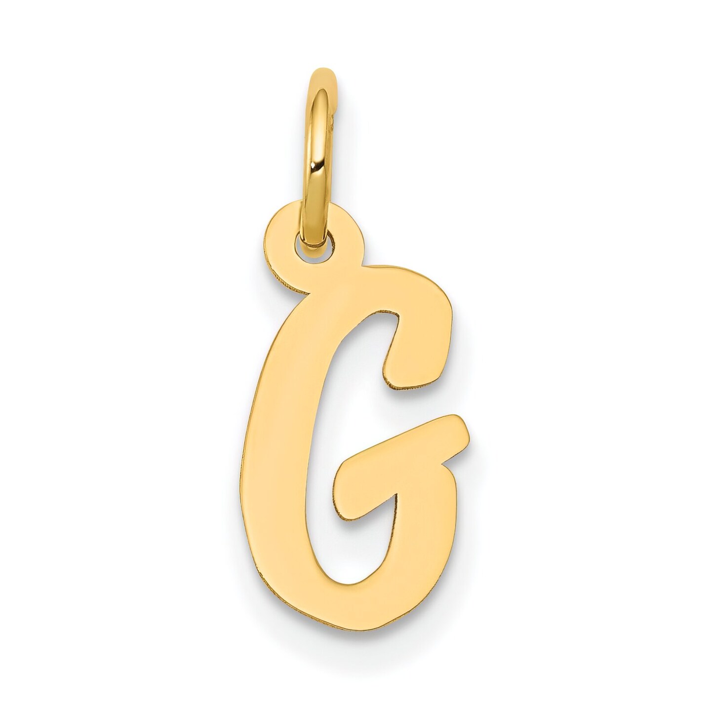 14K Yellow Gold Small Script Initial Letter G Charm Jewerly 17mm x 8mm