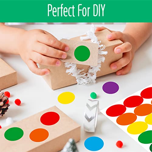 1050 PCS Colored Dot Sticker, 10 Bright Color Round Polka Circle Labels for Warehouse, Retail, Home Organization, Classroom, Office, Food Service and Medical (Each Measure 3/4&#x22;)