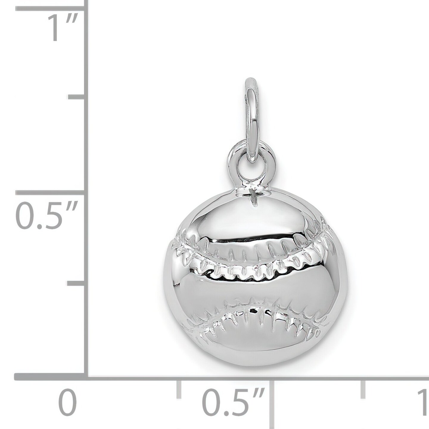 14K White Gold Baseball Charm Sports Pendant Jewelry 20mm x 11mm