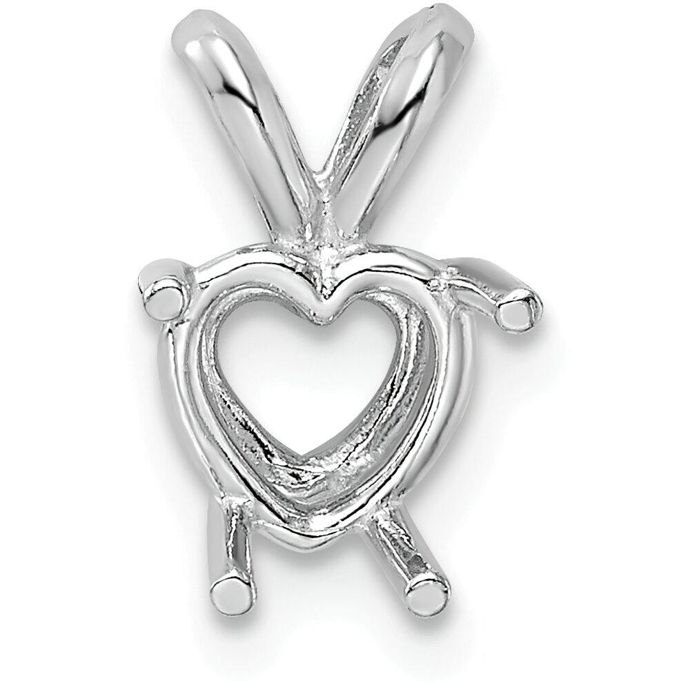 14K White Gold 4 Prong Heart Pendant Setting 4mm