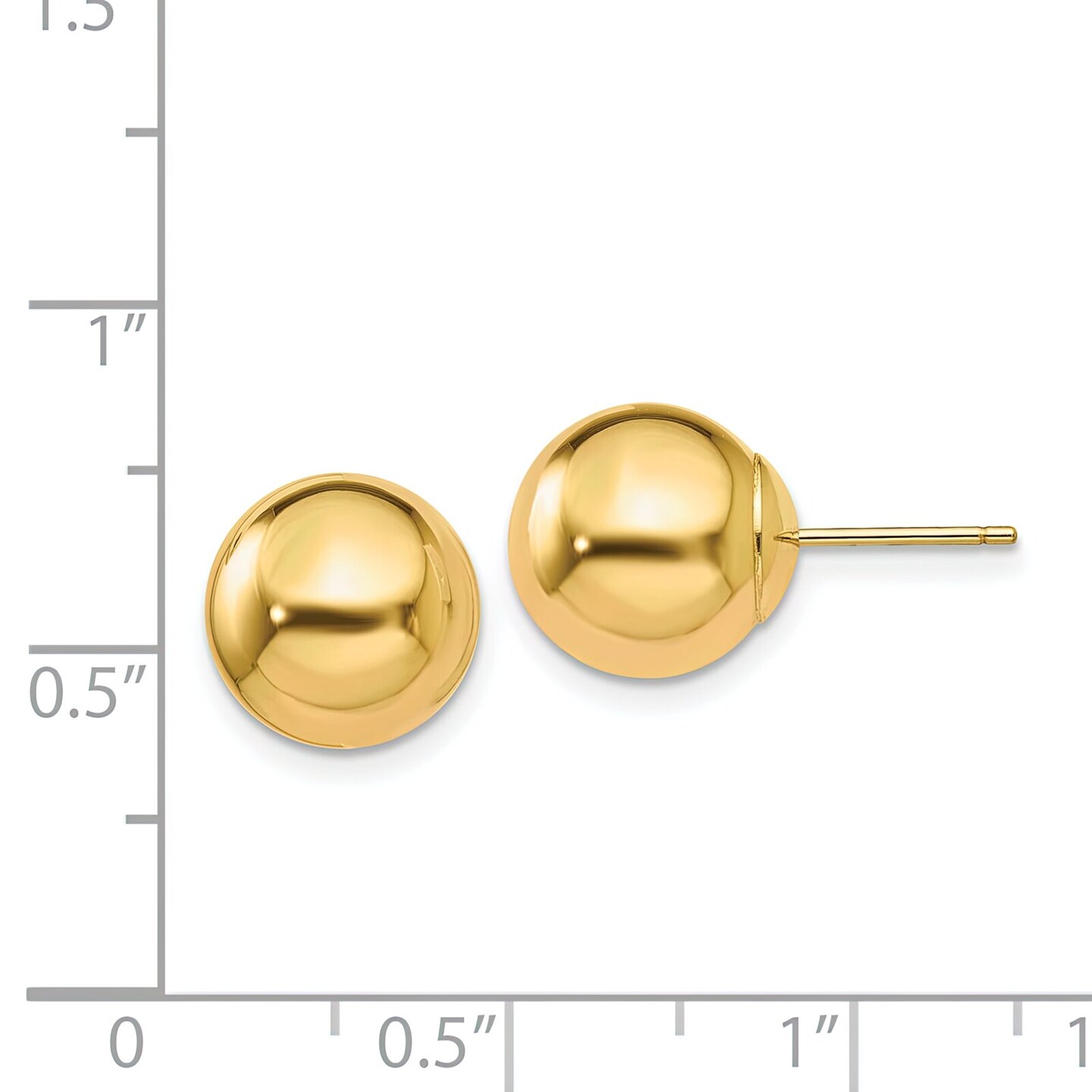 14K Yellow Gold Ball Stud Earrings Jewelry 10mm 10mm x 10mm