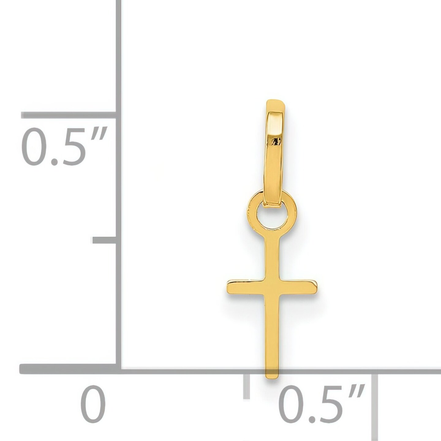 14K Yellow Gold Cross Charm Pendant Religious Jewelry 14 X 5mm