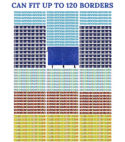 Bulletin Board Storage - Foldable Border Storage for Pocket Chart, Organize Bulletin Board and Wall Borders, Includes Storage with Pockets (41" x 24.5")