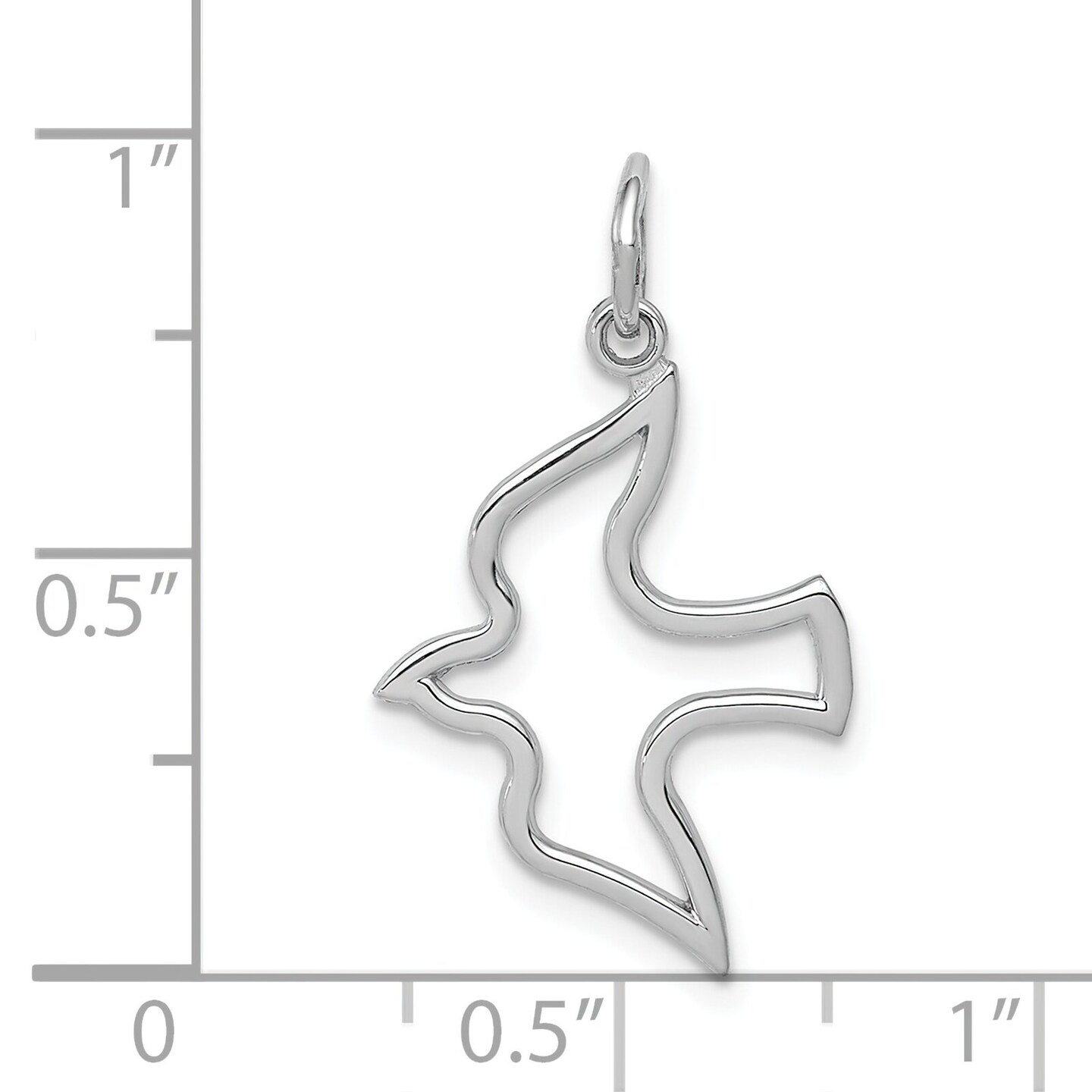 14K White Gold Holy Spirit Dove Charm Pendant Jewelry 25mm x 15mm