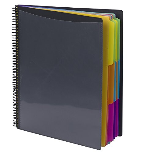 24 Pocket Poly Project Organizer, 1/3-Cut Tab, Letter Size, Gray with Bright Colors (89206)