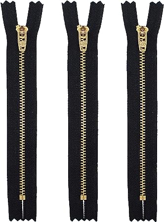 5" YKK Jeans/Pants Brass Zippers #4.5- Black (3 Zippers) ~100% MADE IN USA