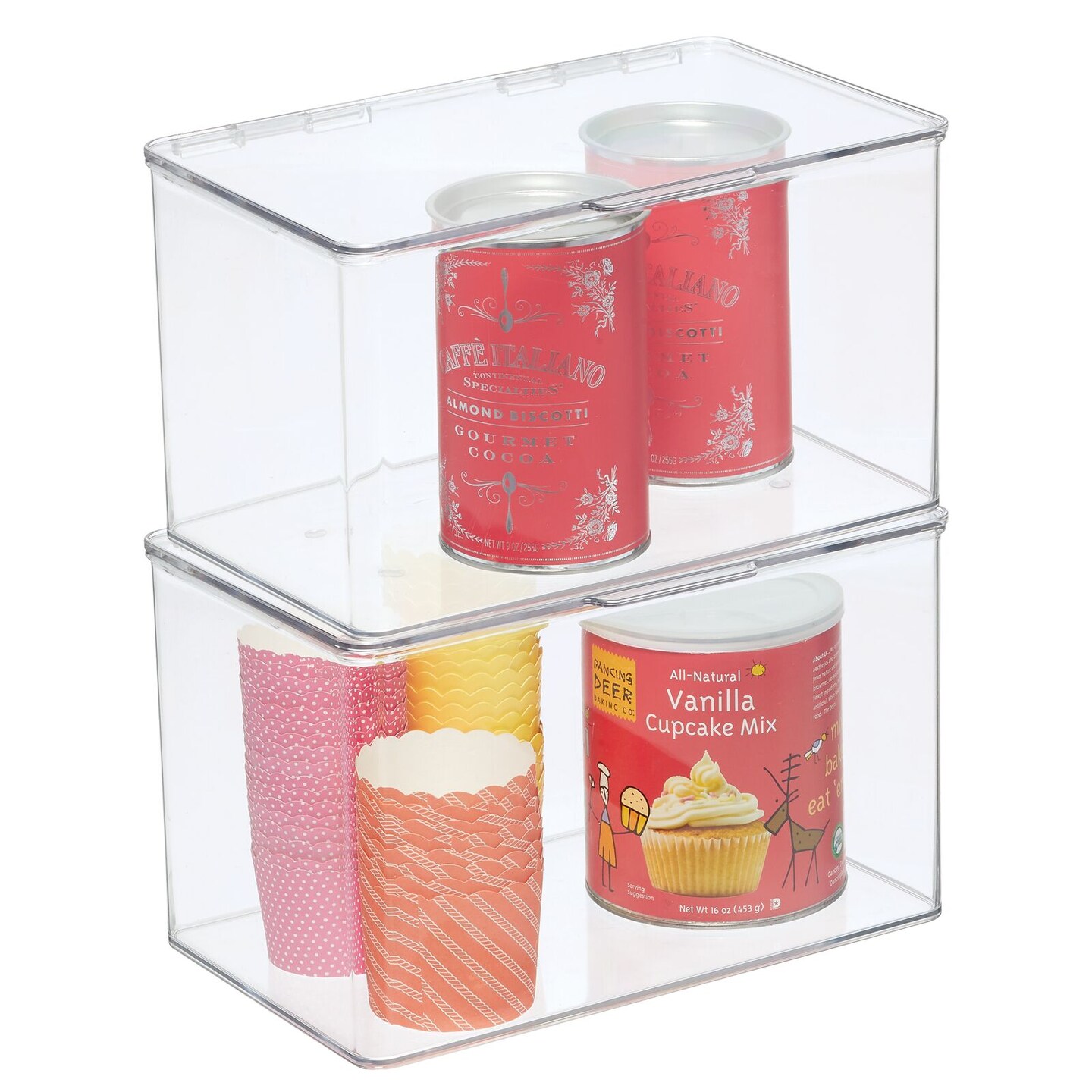 Clear Stacking Food Storage Organizer Bins for Kitchen and Pantry - mDesign  