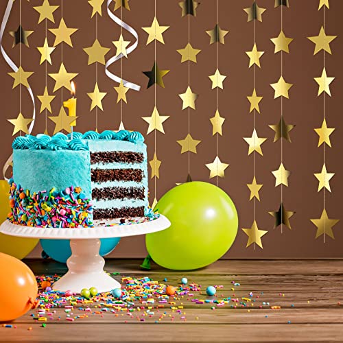 130 Feet Glitter Star Garland Banner - Bright Gold Hanging Bunting for Engagements, Weddings, Baby Showers, Birthdays, and Christmas Party Decorations