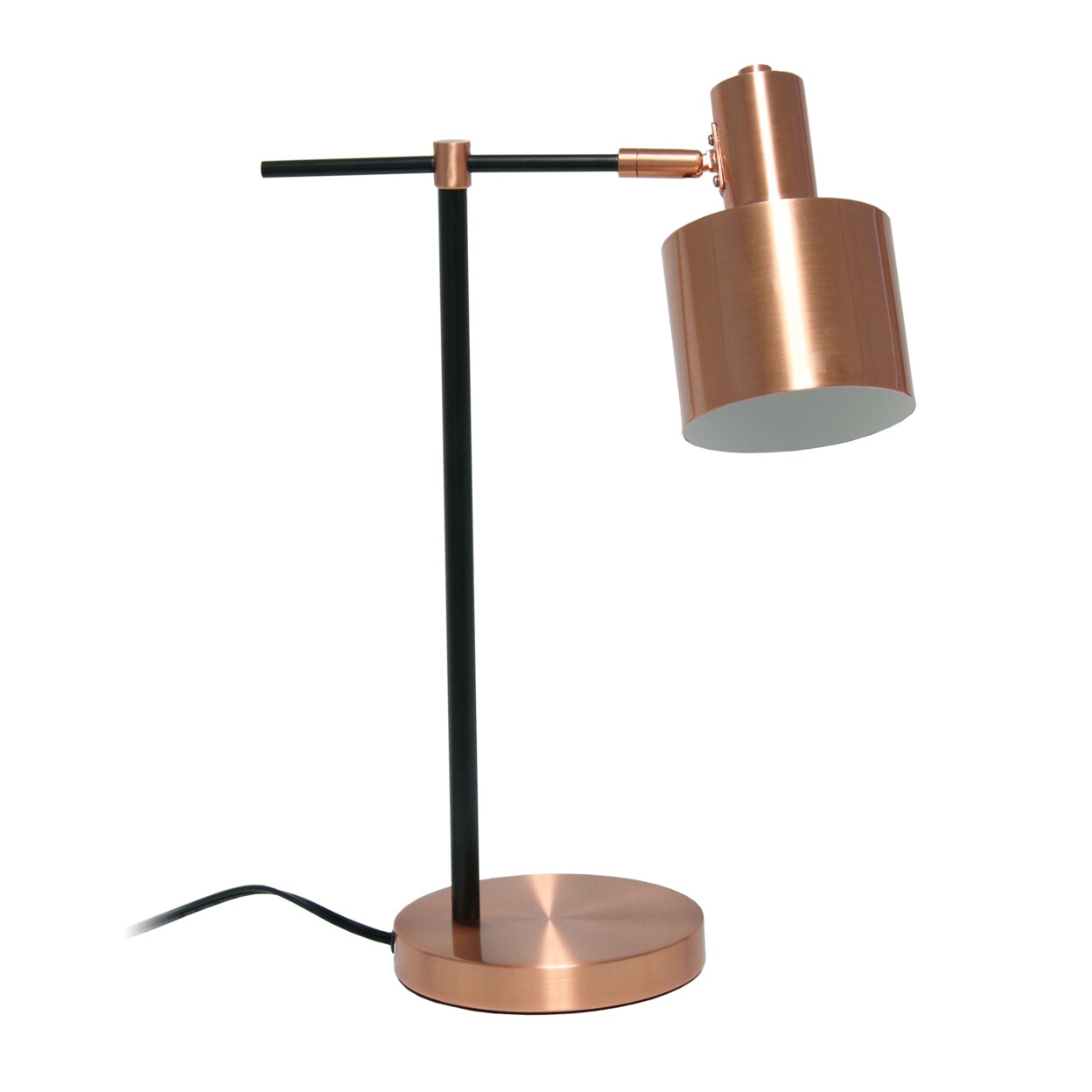 Simple Designs   Industrial Style Metal Table Lamp With On - Off Rocker Switch - Rose Gold