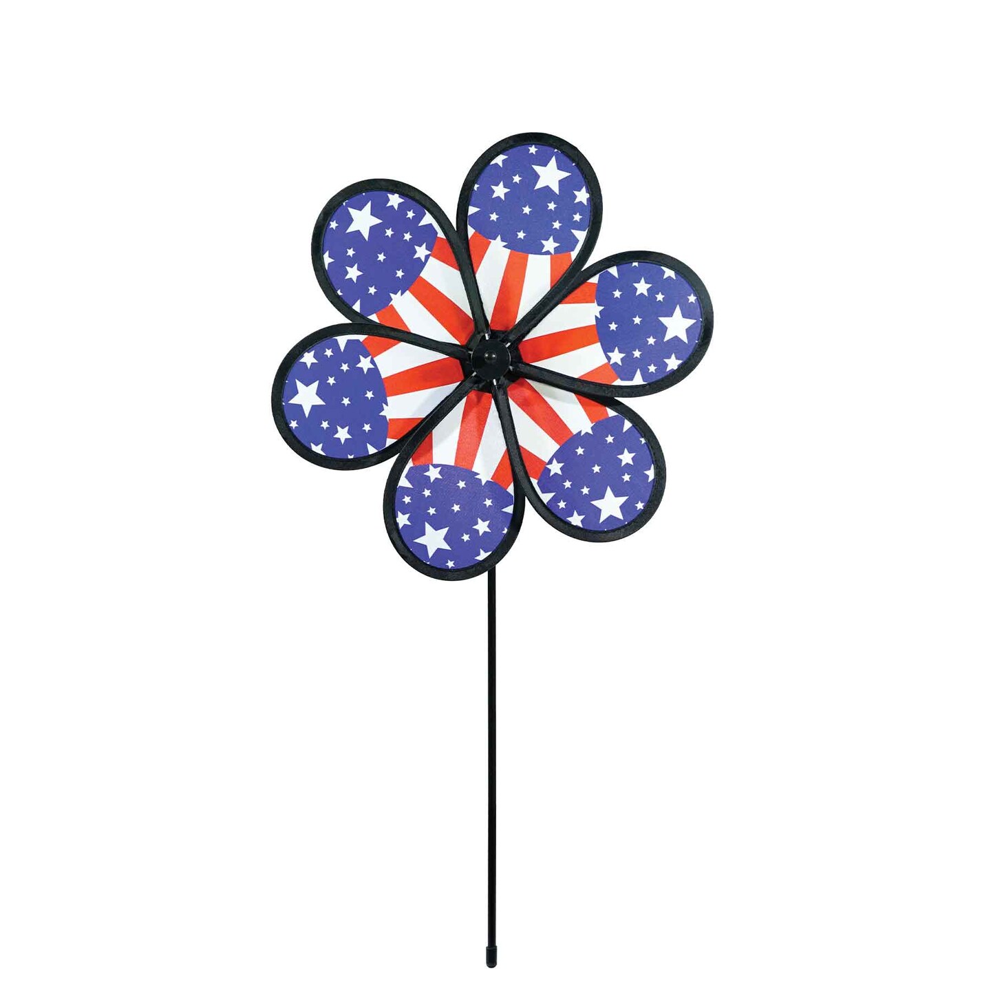 In the Breeze 2632 &#x2014; 12-inch Patriot Star Flower Spinner, Garden Wind Spinner