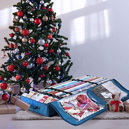 Hearth & Harbor Wrapping Paper Storage Container - Christmas Storage Bag with Interior Pockets - Gift Wrapping Organizer Storage