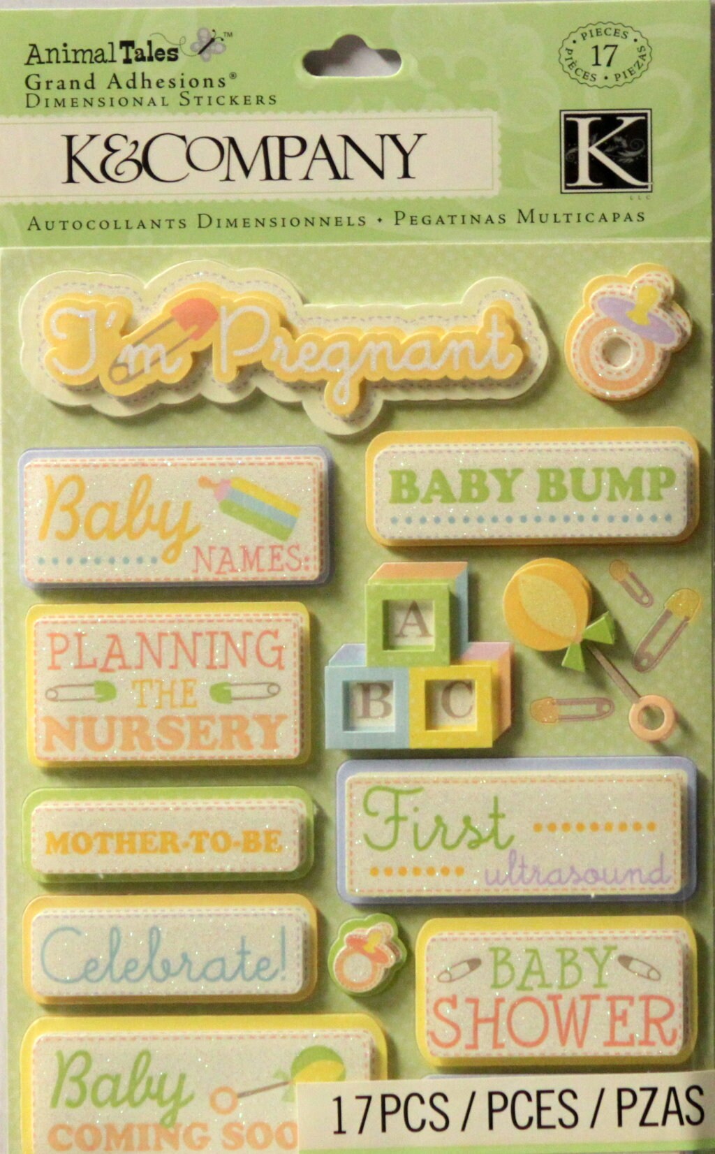 K &#x26; Company Animal Tales Awaiting Baby Grand Adhesions Dimensional Stickers