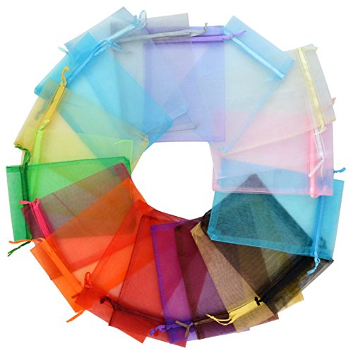 50 pcs Organize Bags-Mix Color 3.54&#x27;&#x27;x4.33&#x27;&#x27;(9x11cm) Satin Drawstring Organza Pouch Wedding Party Favor Gift Bag Jewelry Watch Bags