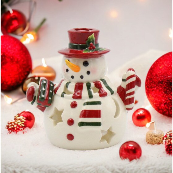 Christmas Decor Snowman Tealight Candle Holder Holiday Home Decoration Gift Idea