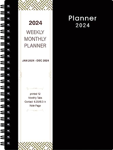 MaaIbok 2024 Planner - Weekly & Monthly Planner 2024, Planner 2024, From  January 2024 - December 2024, 6.25 in × 8.3 in, Flexible Cover, Twin-Wire