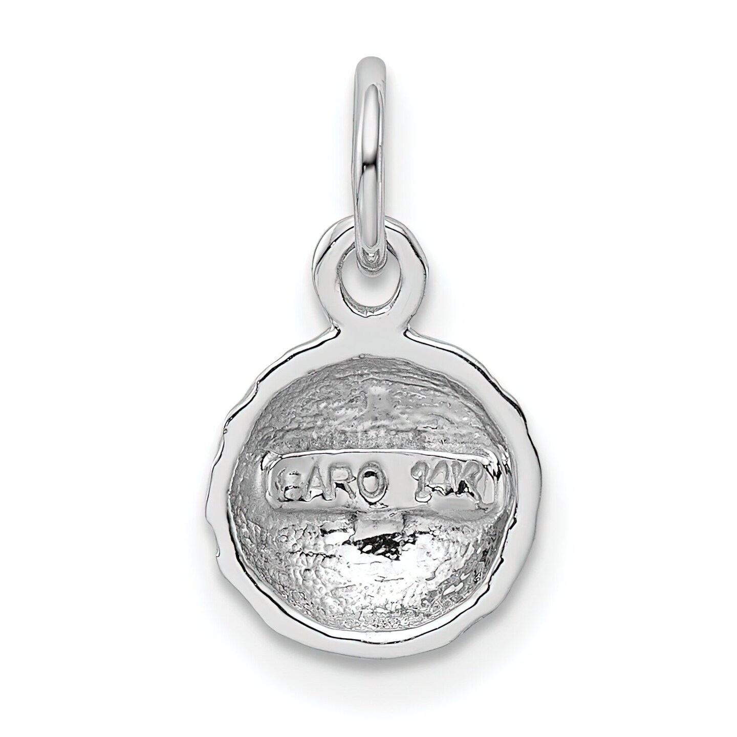 14K White Gold Golf Ball Charm Sports Jewelry Pendant 15mm x 9mm