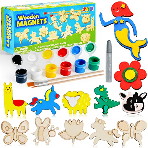 JOYIN Wooden Magnets, Spring Arts &#x26; Crafts for Boys and Girls Ages 4+, Childrens Painting Craft Activities Kit, Craft Toys Gifts for 4, 5, 6, 7, 8, 9, 10, 11 &#x26; 12 Year Old Kids
