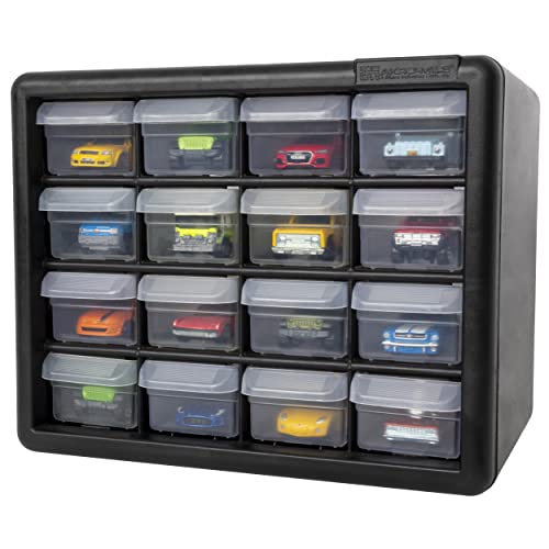 Akro-Mils 10116, 16 Drawer Plastic Parts Storage Hardware and Craft Cabinet, 10-1/2-Inch W x 6-1/2-Inch D x 8-1/2-Inch H, Black