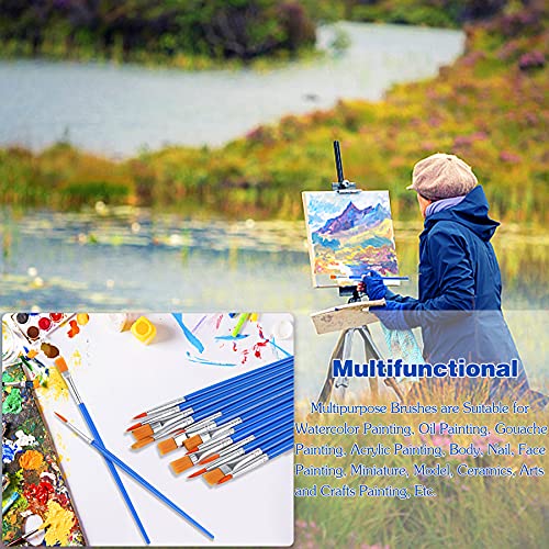 Anyi 30 Pcs Flat Paint Brushes for Set Kids Painting Small Brush Bulk Nylon Hair Acrylic Oil Watercolor for Children Students Starters Classroom Canva