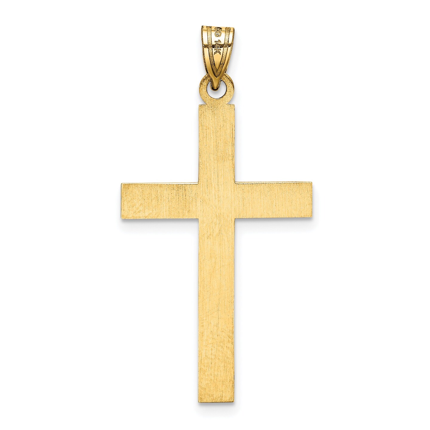 14K Yellow Gold Floral Cross Pendant Charm Jewelry