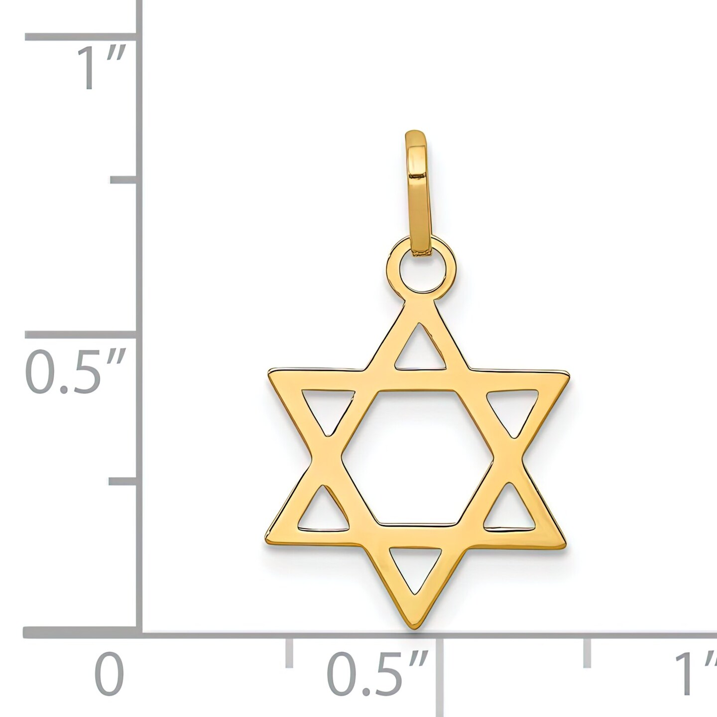 14K Yellow Gold Star of David Pendant Charm Jewelry 21mm x 14mm