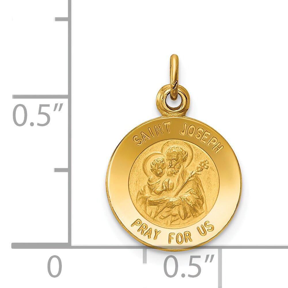 14K Yellow Gold Saint Joseph Medal Charm Pendant Jewerly 20mm x 11mm