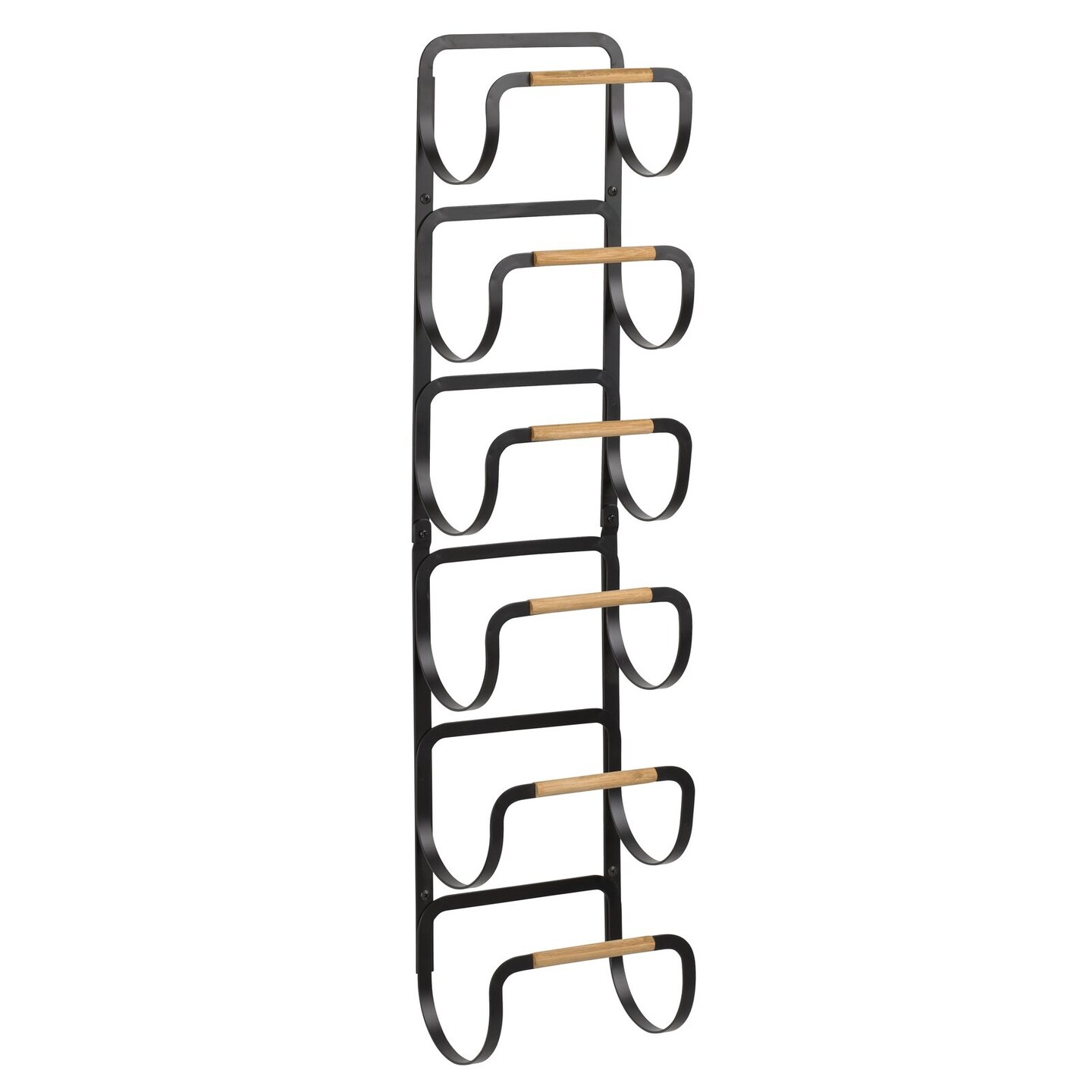 mDesign Metal/Wood Wall Mounted 6-Tier Bathroom Towel Rack