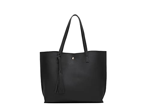 Two Tone Shoulder Tote Bag, Women's Large Capacity Faux Leather